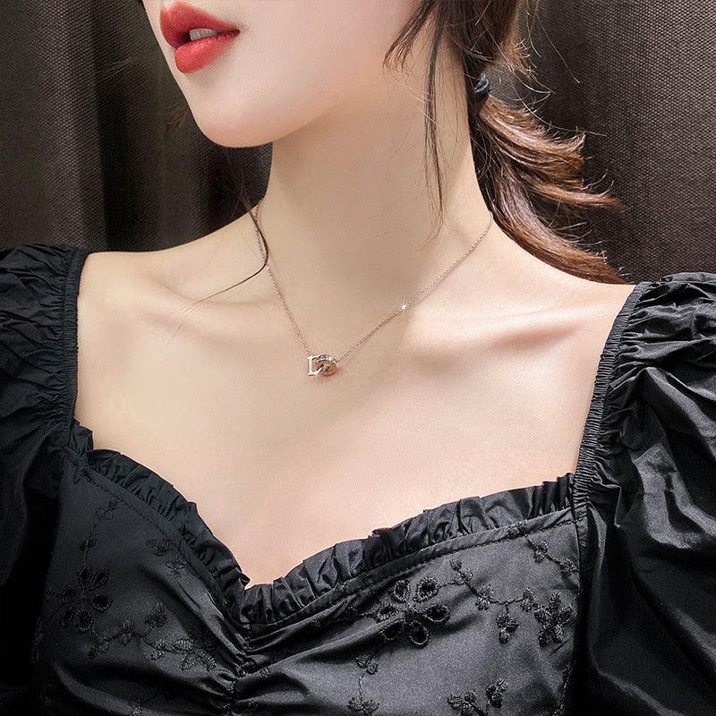 Kalung D Emas Wanita - Perhiasan Stainless Steel Elegan Anti Kusam, Aksesoris Fashion Trendy, Hadiah Spesial, Grosir Harga Terbaik - 我的商店