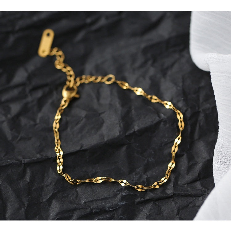 Gelang Rantai Emas untuk Wanita - Stainless Steel Anti Pudar | Aksesoris Perhiasan Elegan - 我的商店