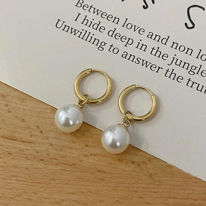 Anting Wanita Mutiara Hikaw - Hypoallergenic, Tidak Pudar, Anti Karat, Elegan & Nyaman! - 我的商店