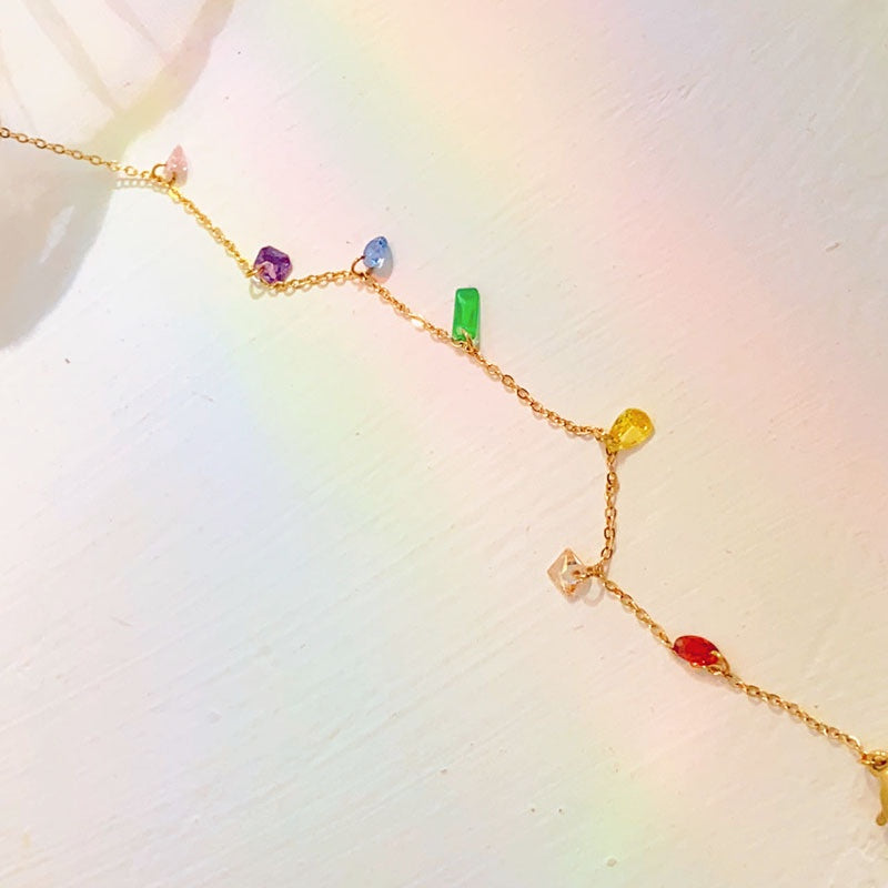 Gelang Kaki Wanita Batu Warni - Titanium Steel, Tidak Kusam & Tidak Pudar, Elegan & Trendi! - 我的商店