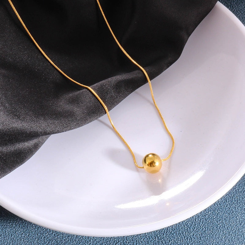 Grosir Kalung Wanita Stainless Steel Liontin Bola Emas - Trendi & Tidak Kusam! - 我的商店