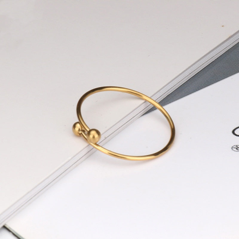 Cincin Bola Emas Stainless untuk Wanita - Anti Pudar & Anti Luntur | Aksesoris Perhiasan Elegan - 我的商店