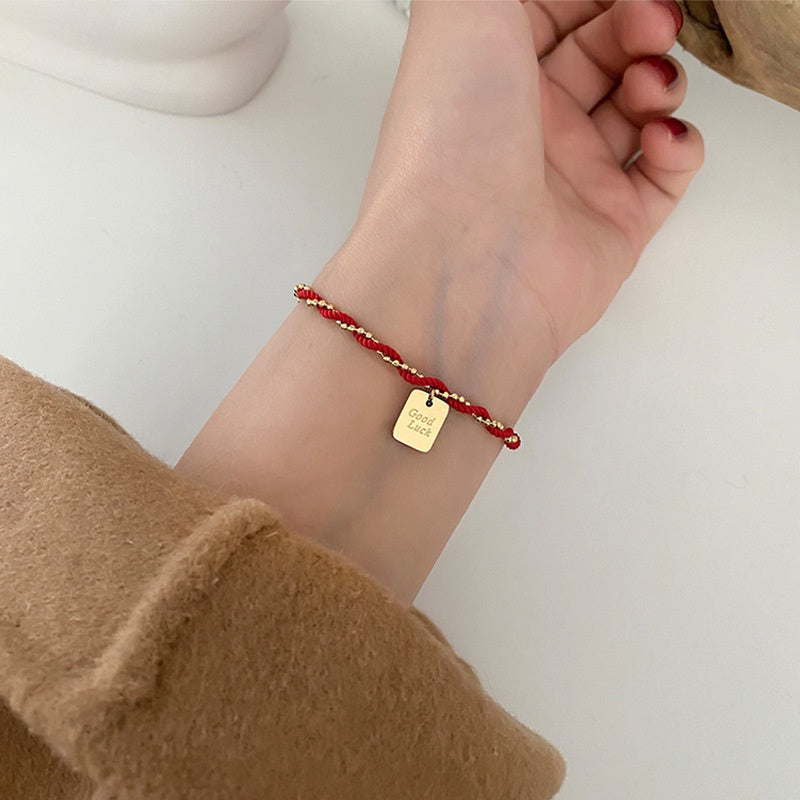 Gelang Pembawa Keberuntungan Wanita - Rantai Emas Stainless Steel Anti Kusam - 我的商店