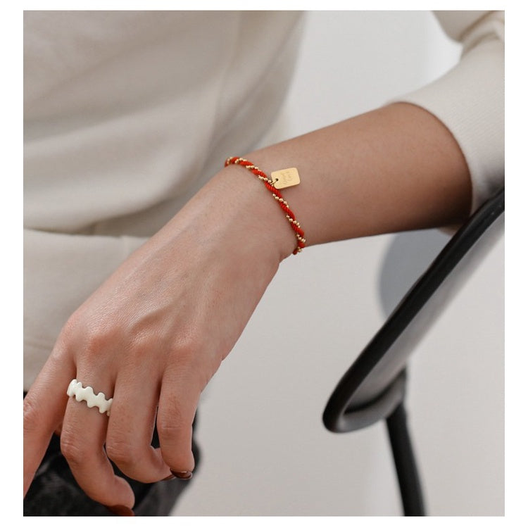 Gelang Pembawa Keberuntungan Wanita - Rantai Emas Stainless Steel Anti Kusam - 我的商店