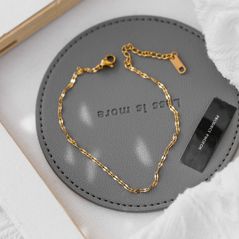 Kalung Rantai Emas Wanita - Stainless Steel Klasik Anti Kusam, Hadiah Elegan - 我的商店