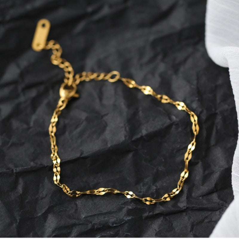 Gelang Rantai Emas untuk Wanita - Stainless Steel Anti Pudar | Aksesoris Perhiasan Elegan - 我的商店