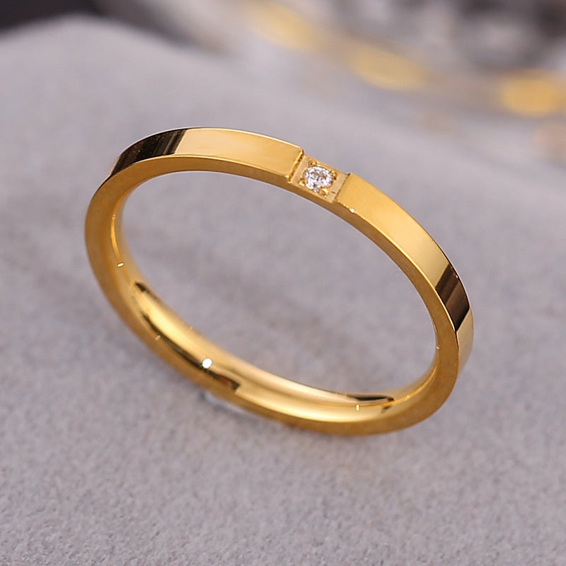 Cincin Janji Lapisan Emas 18k untuk Wanita - Stainless Steel Murah | Cincin Pasangan Hadiah Ulang Tahun - 我的商店