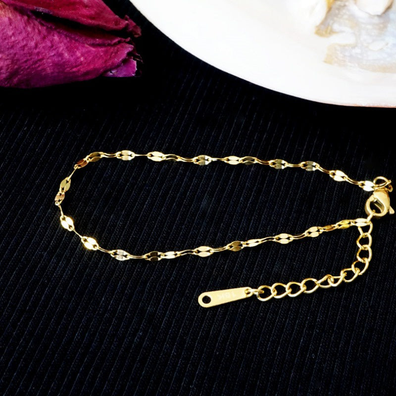 Gelang Rantai Emas untuk Wanita - Stainless Steel Anti Pudar | Aksesoris Perhiasan Elegan - 我的商店