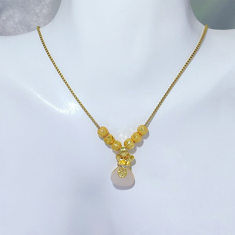 Kalung Lucky Pendant Titanium Steel untuk Wanita - Rantai Anti Pudar | Choker Perhiasan Hadiah Elegan - 我的商店