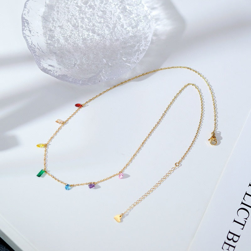 Gelang Kaki Wanita Batu Warni - Titanium Steel, Tidak Kusam & Tidak Pudar, Elegan & Trendi! - 我的商店