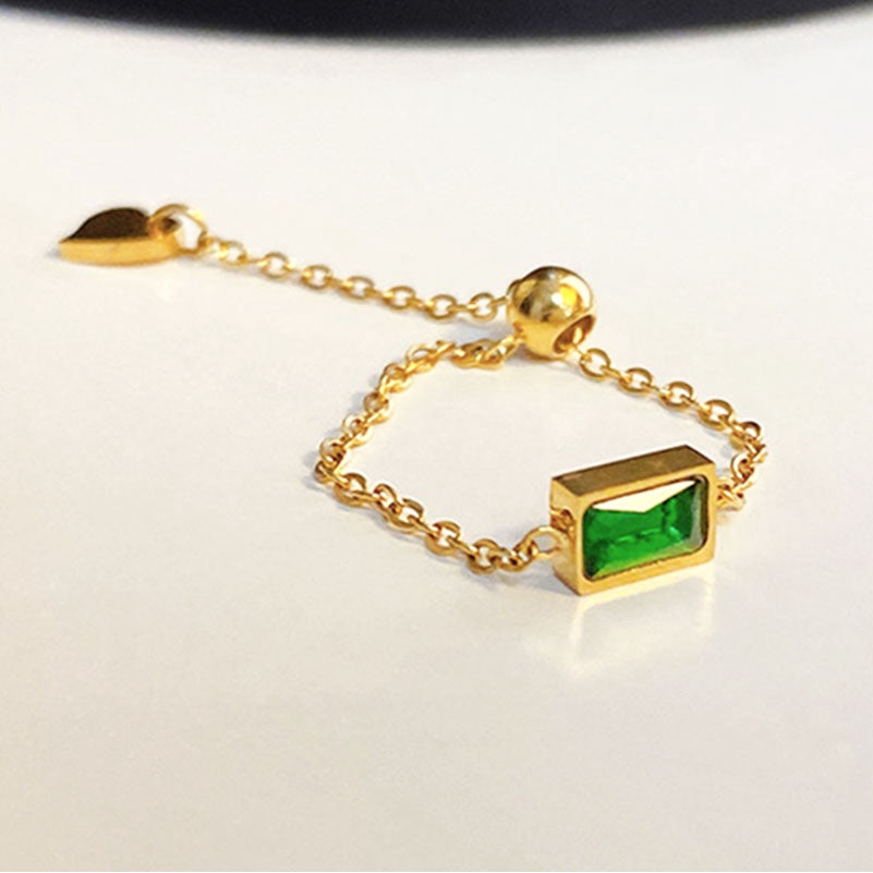Cincin Wanita Stainless Steel dengan Emerald & Gelang Minimalis – Hadiah Elegan Tahan Lama - 我的商店