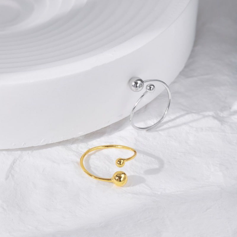 Cincin Bola Emas Stainless untuk Wanita - Anti Pudar & Anti Luntur | Aksesoris Perhiasan Elegan - 我的商店