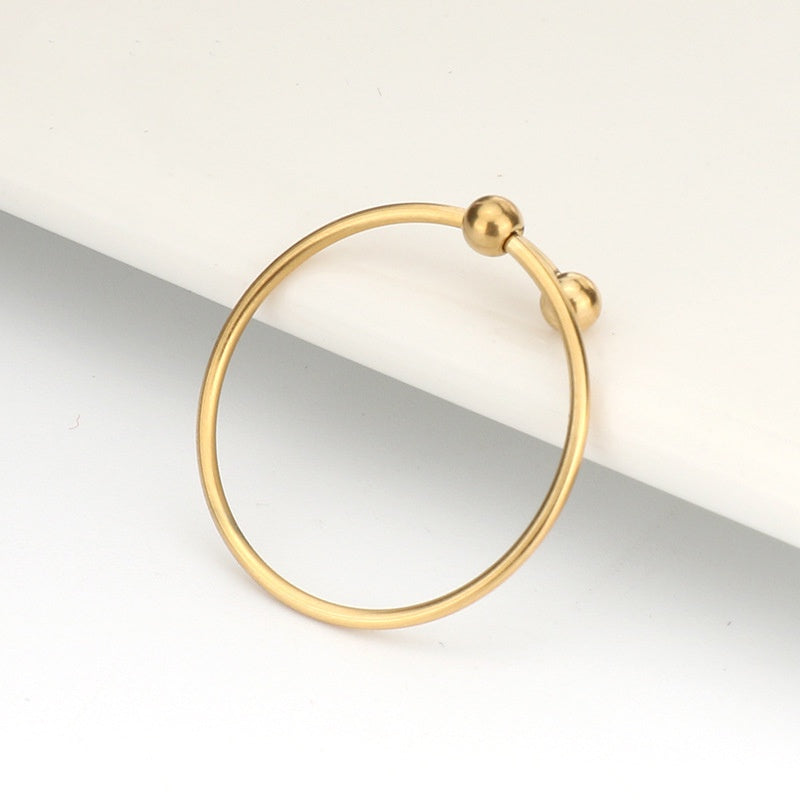 Cincin Bola Emas Stainless untuk Wanita - Anti Pudar & Anti Luntur | Aksesoris Perhiasan Elegan - 我的商店