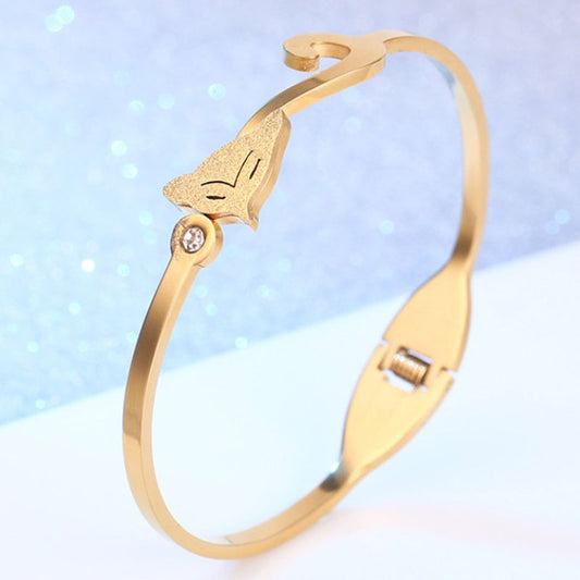 Gelang Wanita Liontin Rubah Emas - Stainless Steel Anti Kusam, Aksesoris Fashion 2025 - 我的商店