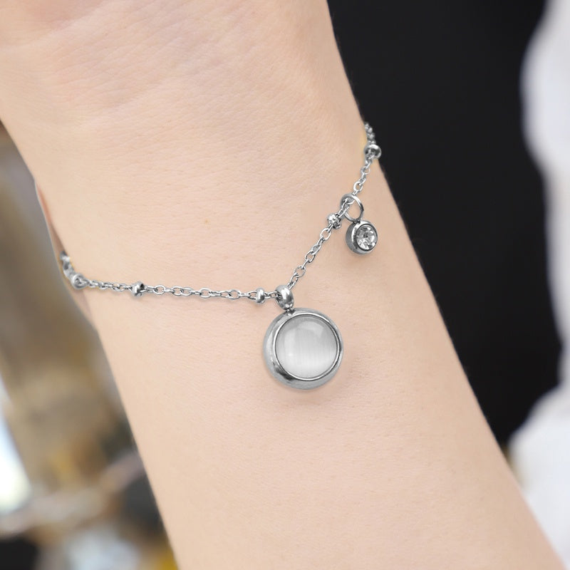 Gelang Lucky Cat Eye untuk Wanita - Stainless Steel Anti Pudar Rantai Emas | Aksesoris Perhiasan Elegan - 我的商店