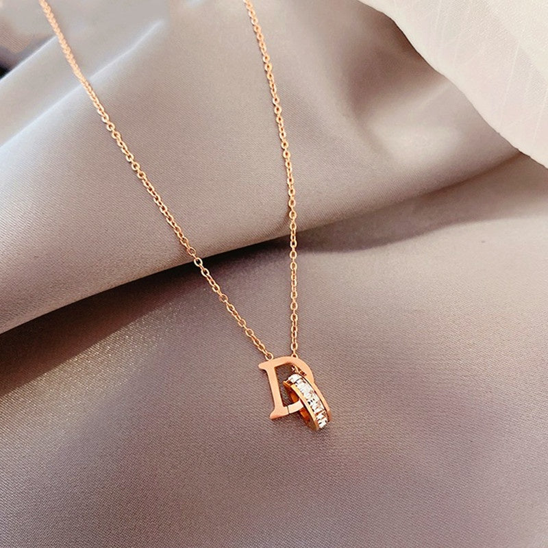 Kalung D Emas Wanita - Perhiasan Stainless Steel Elegan Anti Kusam, Aksesoris Fashion Trendy, Hadiah Spesial, Grosir Harga Terbaik - 我的商店