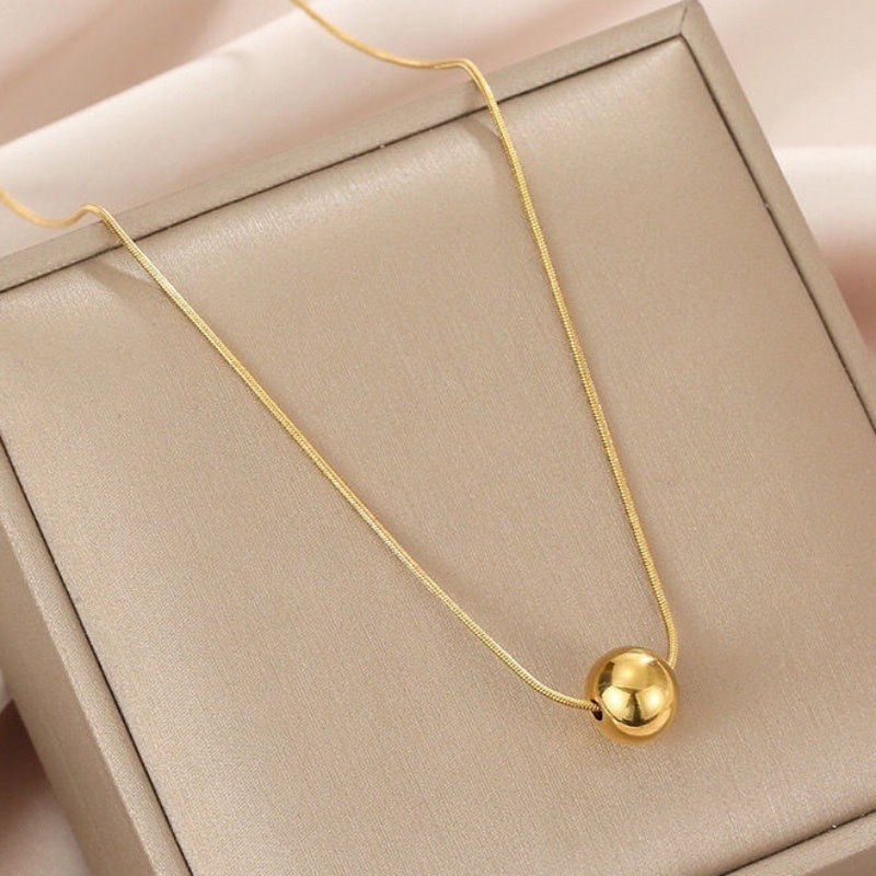 Grosir Kalung Wanita Stainless Steel Liontin Bola Emas - Trendi & Tidak Kusam! - 我的商店