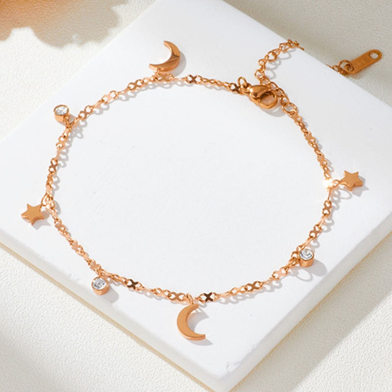 Gelang Kaki Bulan Bintang Wanita - Stainless Steel Anti Kusam & Anti Pudar - 我的商店