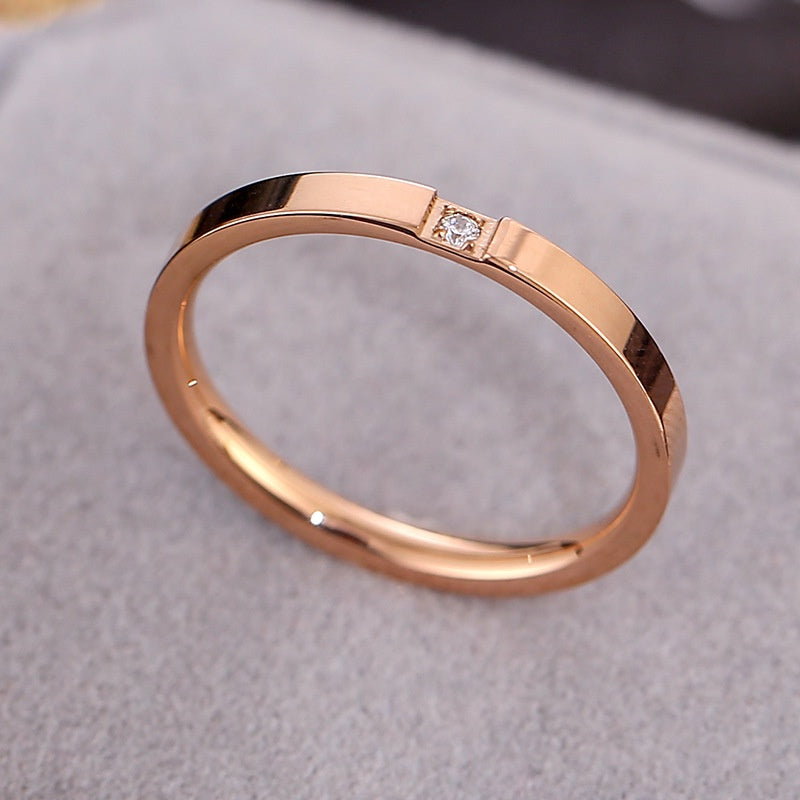 Cincin Janji Lapisan Emas 18k untuk Wanita - Stainless Steel Murah | Cincin Pasangan Hadiah Ulang Tahun - 我的商店