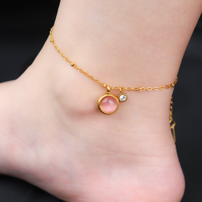 Gelang Kaki Mata Kucing Wanita - Stainless Steel Anti Kusam & Tidak Pudar, Hadiah Unik - 我的商店