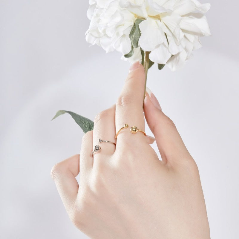 Cincin Bola Emas Stainless untuk Wanita - Anti Pudar & Anti Luntur | Aksesoris Perhiasan Elegan - 我的商店