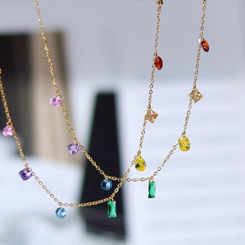 Gelang Kaki Wanita Batu Warni - Titanium Steel, Tidak Kusam & Tidak Pudar, Elegan & Trendi! - 我的商店