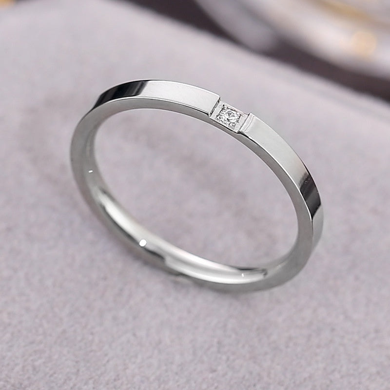 Cincin Janji Lapisan Emas 18k untuk Wanita - Stainless Steel Murah | Cincin Pasangan Hadiah Ulang Tahun - 我的商店
