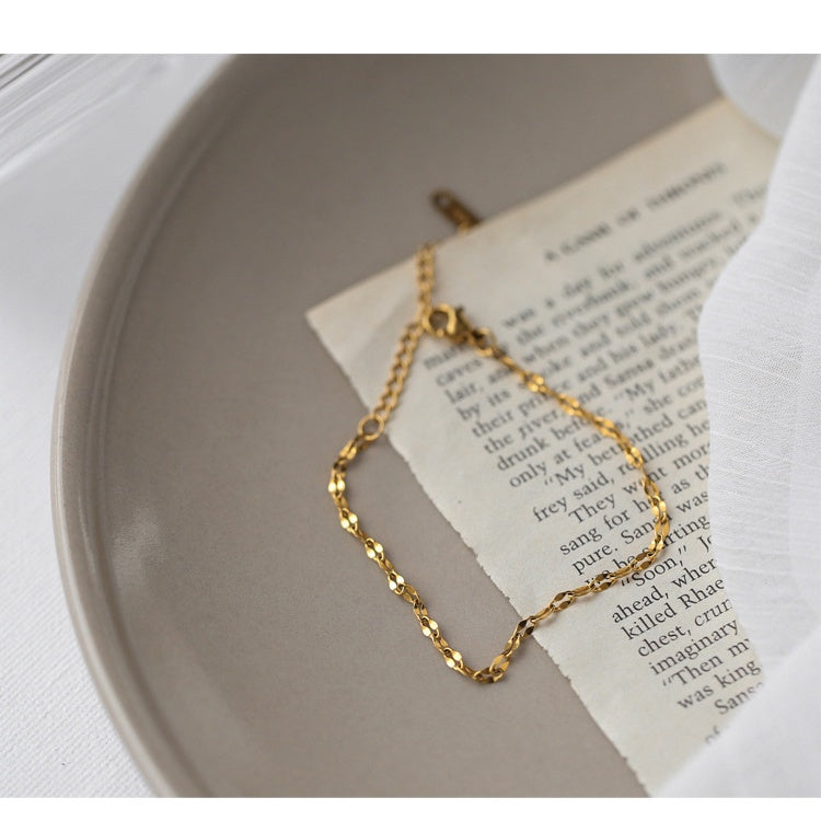 Kalung Rantai Emas Wanita - Stainless Steel Klasik Anti Kusam, Hadiah Elegan - 我的商店