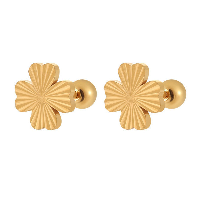 Anting Tulang Telinga Four Leaf Clover Laser Stainless Steel perhiasandirect