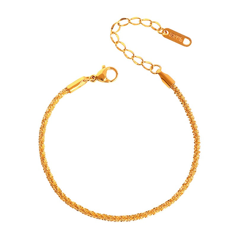 Gelang Wanita Minimalis - Rantai Stainless Steel Emas 18K, Aksesoris Fashion Elegan - 我的商店