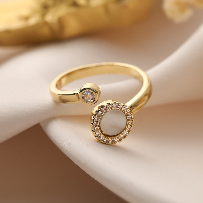 Cincin Cat Eye Adjustable Emas untuk Wanita - Singsing Stainless Steel | Perhiasan Hadiah Elegan - 我的商店