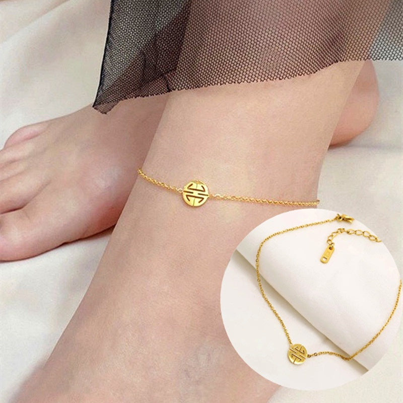 Gelang Kaki Wanita Vintage Liontin Hati - Stainless Steel, Tidak Kusam & Tidak Pudar, Elegan & Awet! - 我的商店