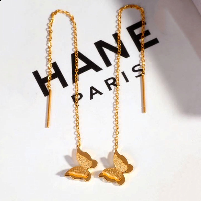 Anting Kupu-Kupu untuk Wanita - Hikaw Emas Stainless Steel Anti Pudar | Perhiasan Hadiah Elegan - 我的商店