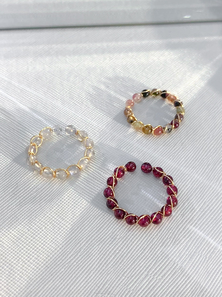 Cincin Batu Turmalin Alami Wanita – Desain Unik, Gaya Vintage, Cincin Terbuka untuk Jari Manis & Telunjuk perhiasandirect