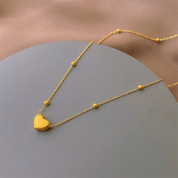 Kalung Hati Titanium 18K Emas Wanita Desain Minimalis Elegan perhiasandirect