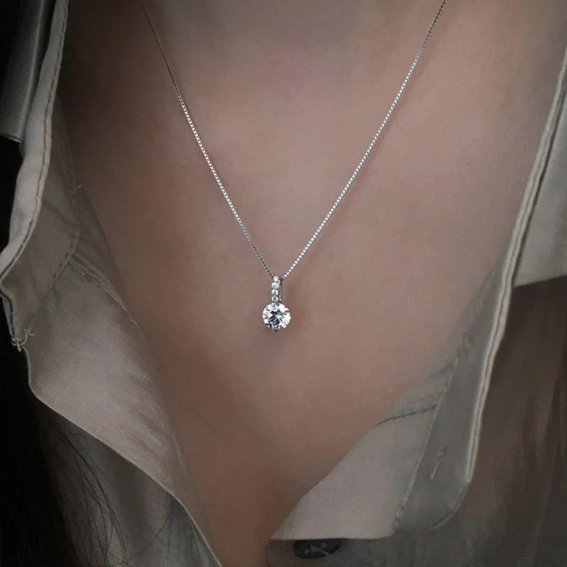 Kalung Wanita Zircon Tunggal Elegan Gaya Minimalis perhiasandirect