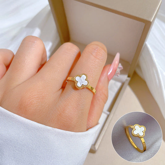 Cincin Wanita Four-Leaf Clover – Desain Elegan Minimalis, Gaya Trendi & Mewah perhiasandirect