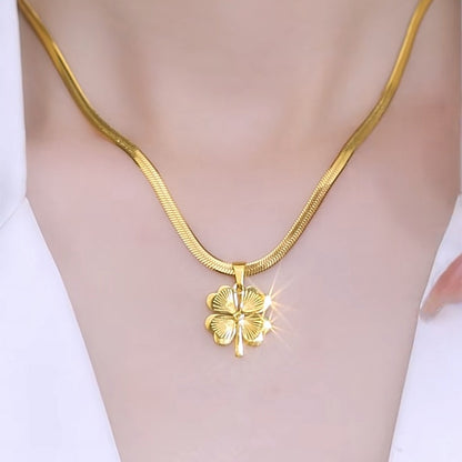 Kalung Gepeng  Four-leaf clover Keberuntungan Titanium Import Anti Karat Harga Grosir Bisa - 我的商店