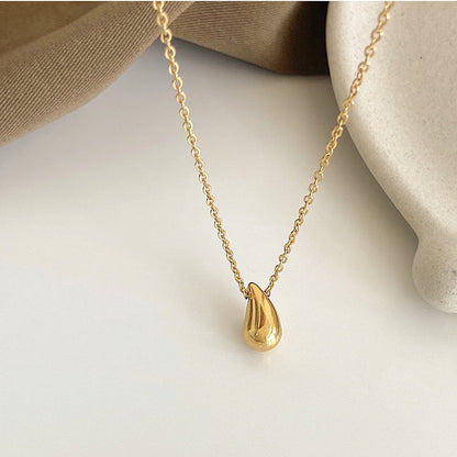 Kalung Wanita Tetes Air Lapis Emas 18K – Desain Korea Minimalis, Elegan & Mewah, Titanium Anti Karat