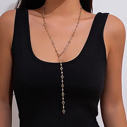 Kalung Panjang Y-Shaped Wanita – Liontin Hati & Rumbai | Cocok untuk Sweater atau Layering Kalung Tulus perhiasandirect