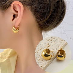 Anting Titanium Gold Mirip Emas Asli Trending Korea Fashion Style