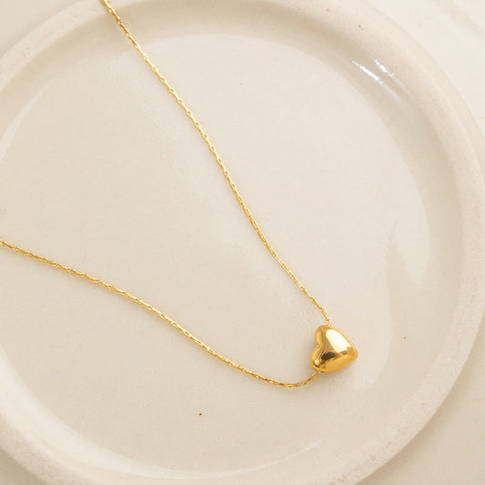Kalung Hati Kecil Wanita Baja Titanium 18K Emas perhiasandirect