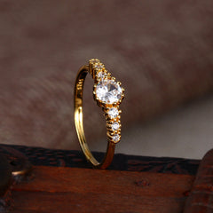 Cincin Wanita Zircon Baris Tunggal – Gaya Elegan, Hadiah Ulang Tahun Romantis