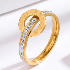 Cincin Stainless Steel Desain Silang Angka Romawi – Model Terbaru 2025