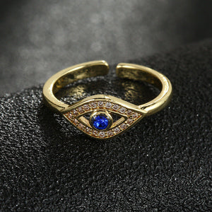 Cincin Wanita Evil Eye – Desain Fashion dengan Batu Biru, Adjustable & Trendi