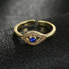 Cincin Wanita Evil Eye – Desain Fashion dengan Batu Biru, Adjustable & Trendi