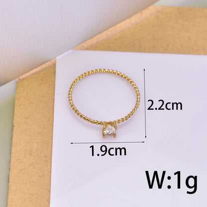 Cincin Tali Pilin Zircon Oval — Cincin Wanita Baja Titanium Elegan & Anti Karat