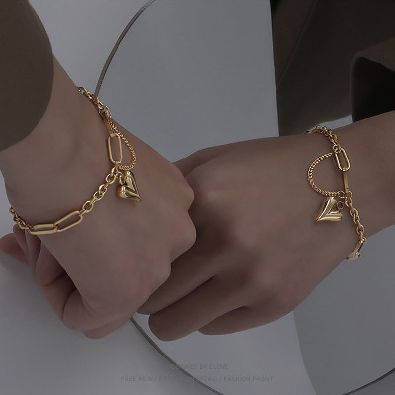 Gelang Wanita Baja Titanium Motif Hati Desain Trendi perhiasandirect