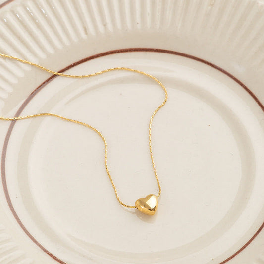 Kalung Hati Kecil Wanita Baja Titanium 18K Emas perhiasandirect