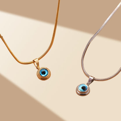 Kalung Titanium Steel Desain Angel Eye – Rantai Emas Unisex, Elegan & Trendi perhiasandirect